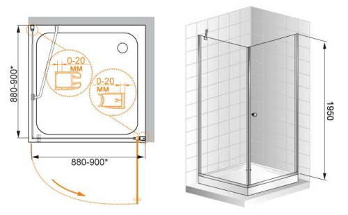 Душевой уголок 80x80 Cezares ELENA-W-A-1-80-P-Cr-R Душевой уголок 80x80 Cezares ELENA-W-A-1-80-P-Cr-R