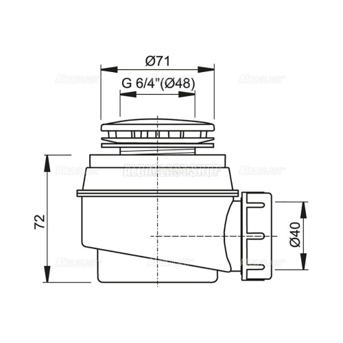Сифон Alcaplast d 50 мм, для душевого поддона, хромированный A47CRPR.50 Сифон Alcaplast d 50 мм, для душевого поддона, хромированный A47CRPR.50