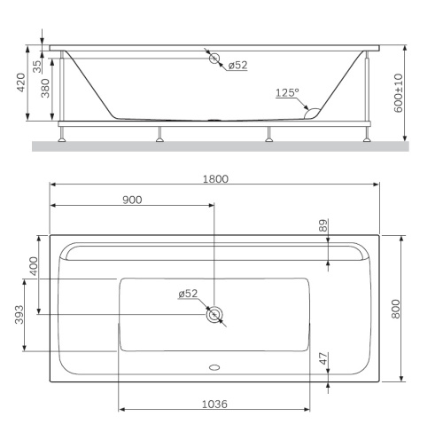 Каркас для ванны AM.MP Inspire 2.0 W52A-180-080W-R Каркас для ванны AM.MP Inspire 2.0 W52A-180-080W-R