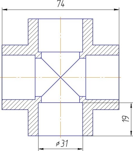 Крестовина Kalde 32х32х32х32 полипропилен 3212-crs-320000