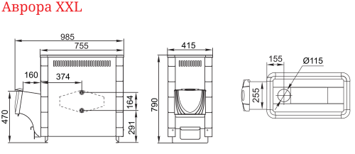 Банная печь Аврора XXL Inox ДА Иллюминатор антрацит НВ Термофор