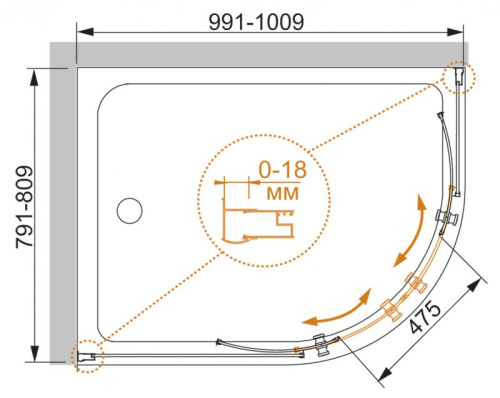 Душевой уголок 120x80 Cezares PRATICO-RH-2-120/80-P-Cr