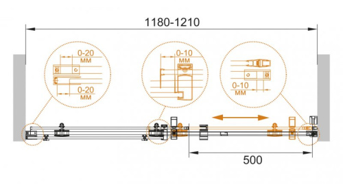 Душевая дверь в нишу Cezares STYLUS-O-M-BF-1-140-C-Cr