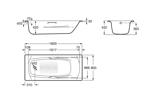 Ванна стальная Roca Swing 180x80 белая 2200E0000 Ванна стальная Roca Swing 180x80 белая 2200E0000