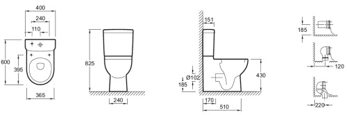 Бачок Jacob Delafon Odeon Up E4742-00 белый 400х400х151 Бачок Jacob Delafon Odeon Up E4742-00 белый 400х400х151