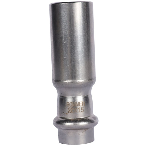 Муфта переходная однораструбная НПр 22x15 пресс, нержавеющая сталь Rommer Муфта переходная однораструбная НПр 22x15 пресс, нержавеющая сталь Rommer