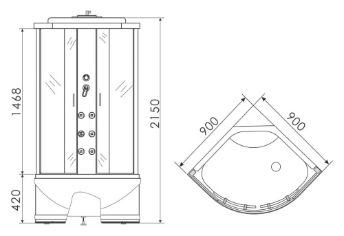 Душевая кабина 90х90 Erlit Comfort ER3509TPF-C3 гидромассаж, высокий поддон