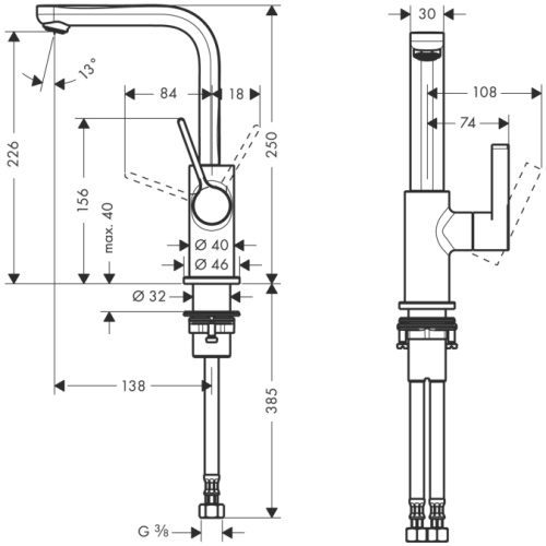 Смеситель для раковины Hansgrohe Metris S 31161000 хром, поворотный излив, сливной клапан Push-Open Смеситель для раковины Hansgrohe Metris S 31161000 хром, поворотный излив, сливной клапан Push-Open